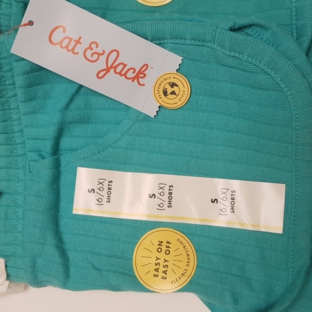 Cat and‎ Jack Girls' Knit Pull-On Shorts - Dark Mint (2set) - Picture 5 of 7
